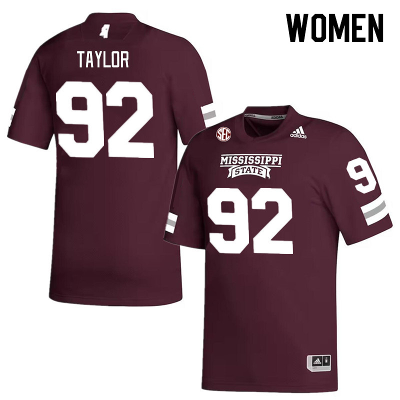 Women #92 Eric Taylor Mississippi State Bulldogs College Football Jerseys Stitched Sale-Maroon